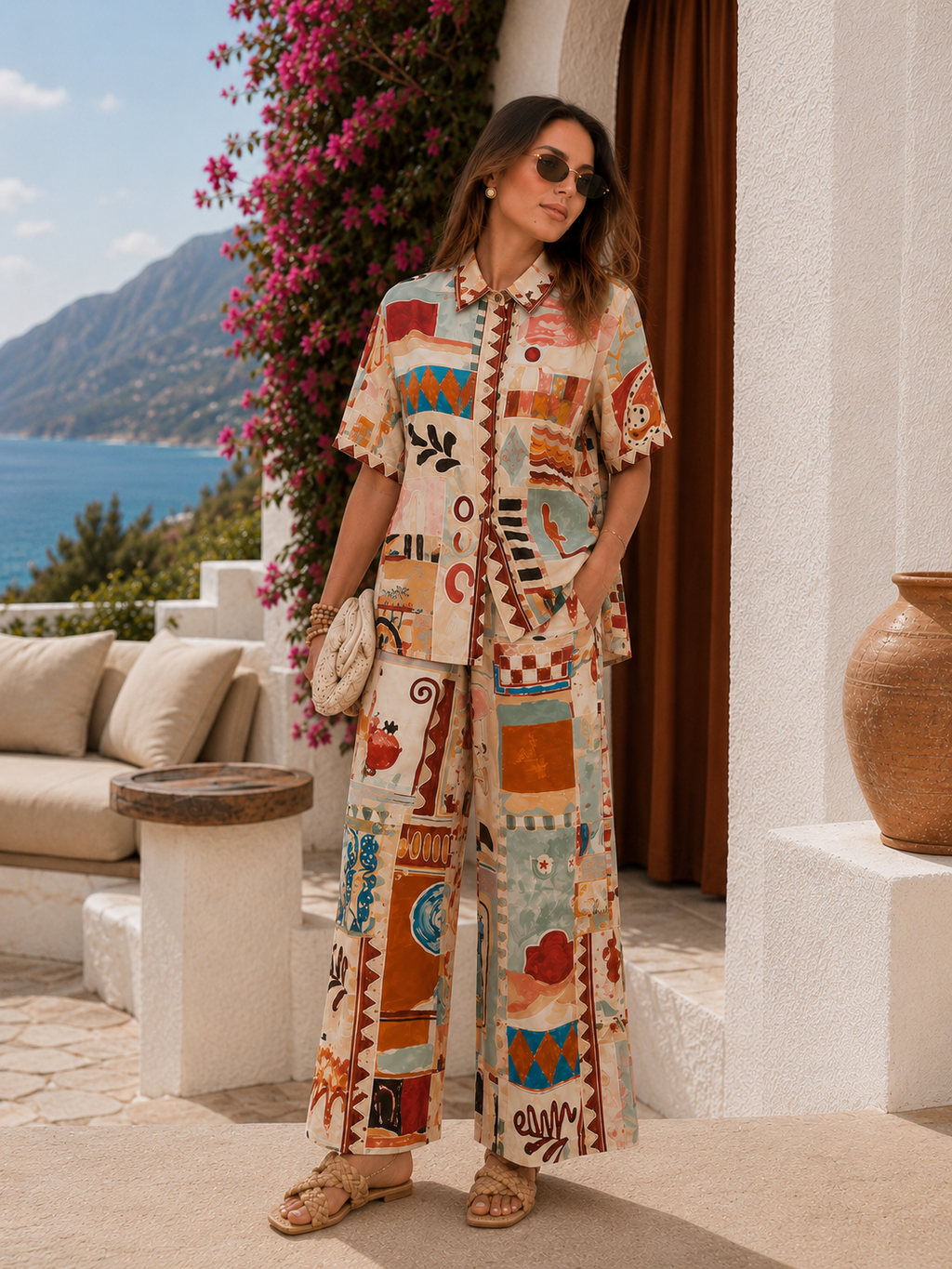 Mediterranean Mosaic Printed Co-Ord Set