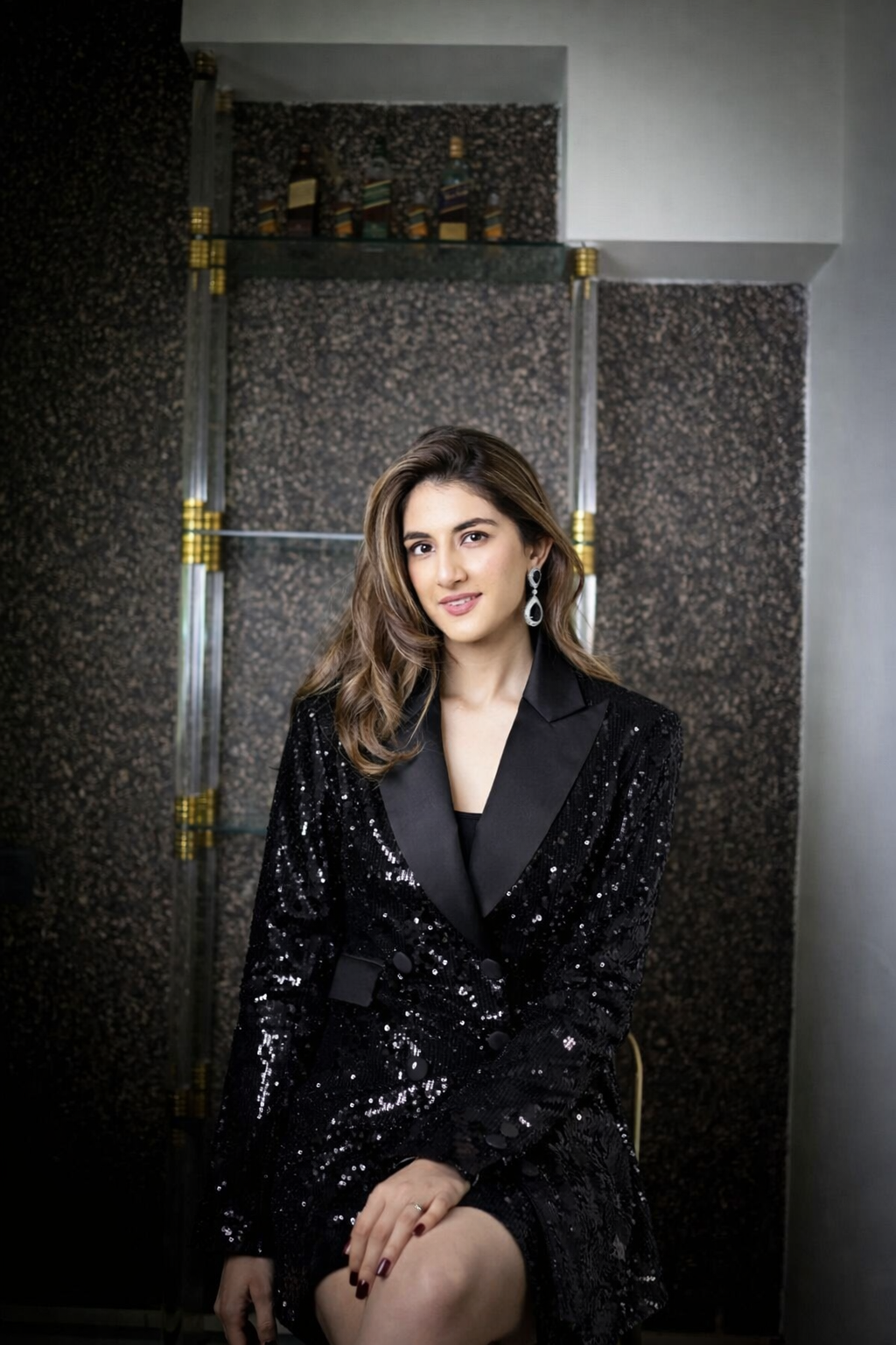 Sequin Embedded Velvet Fall Dress