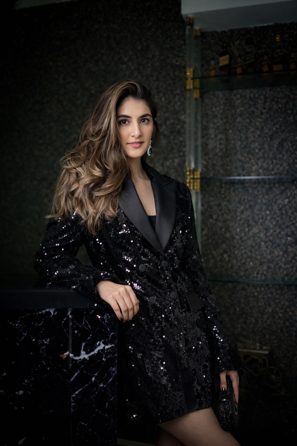 Sequin Embedded Velvet Fall Dress