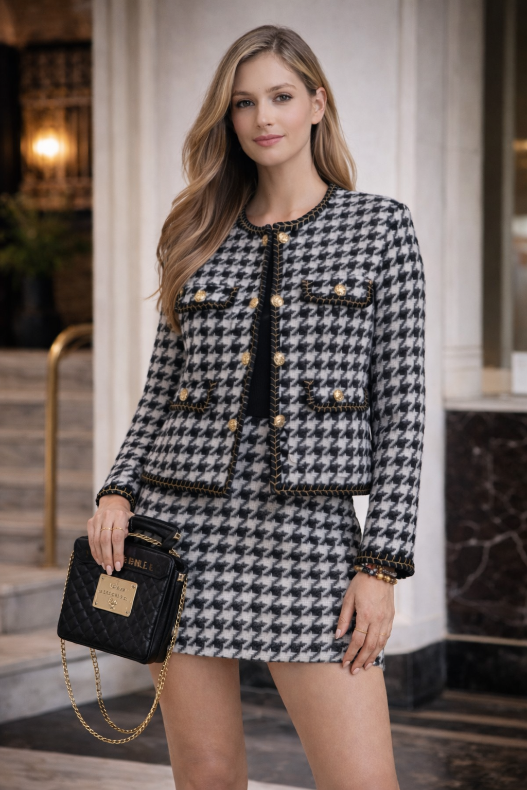 Monochrome Tweed Fall Co-ord Set