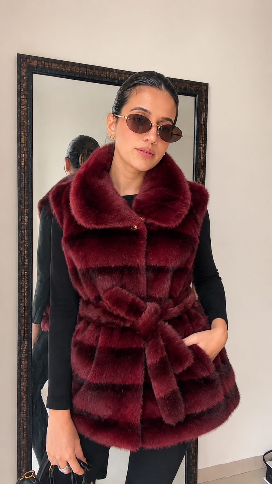 Striped Faux Fur Fall Gilet (Vest)