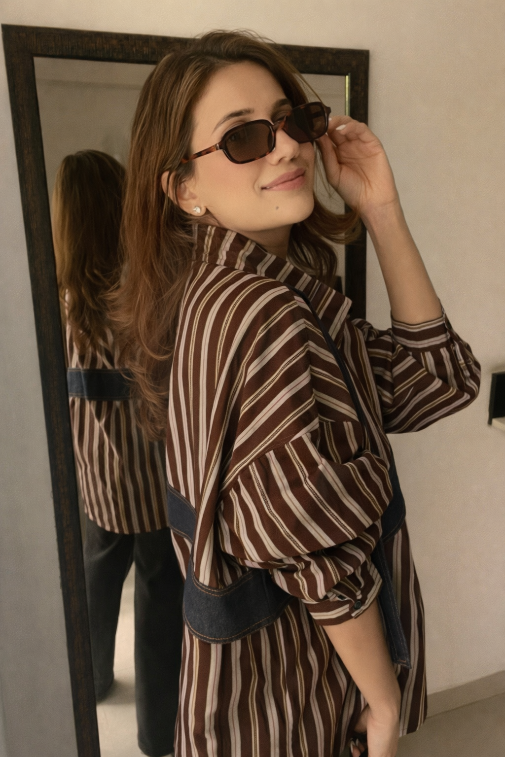 Pinstripe Denim Harness Poplin Shirt