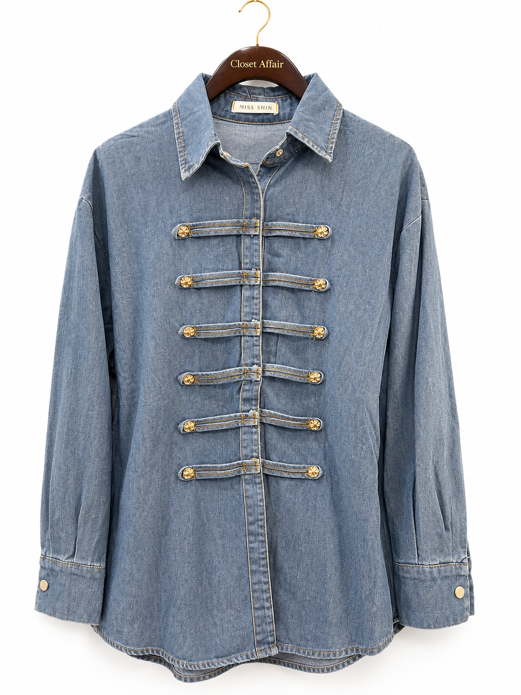 Military Style Denim Shirt Jacket