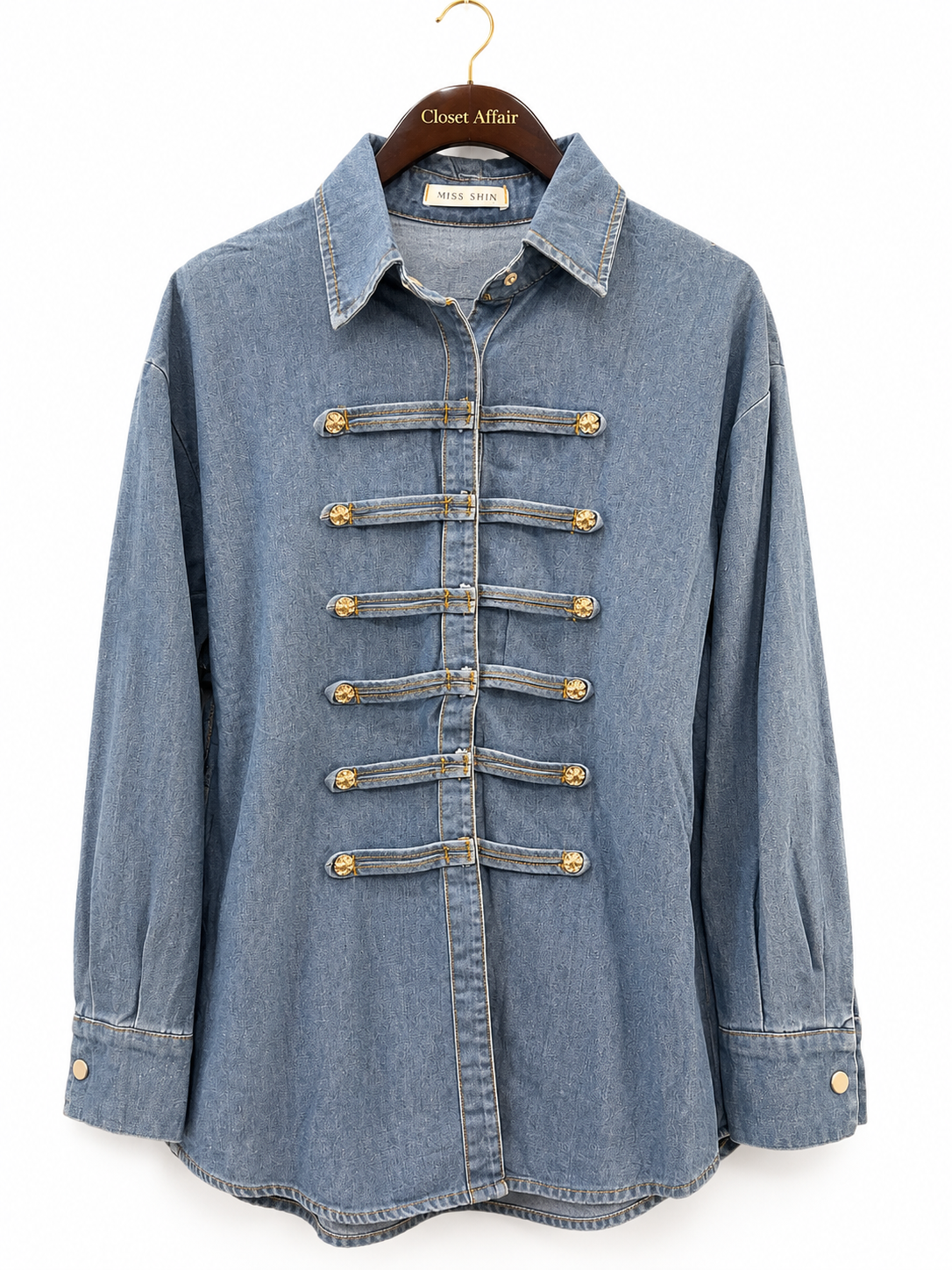 Military Style Denim Shirt Jacket