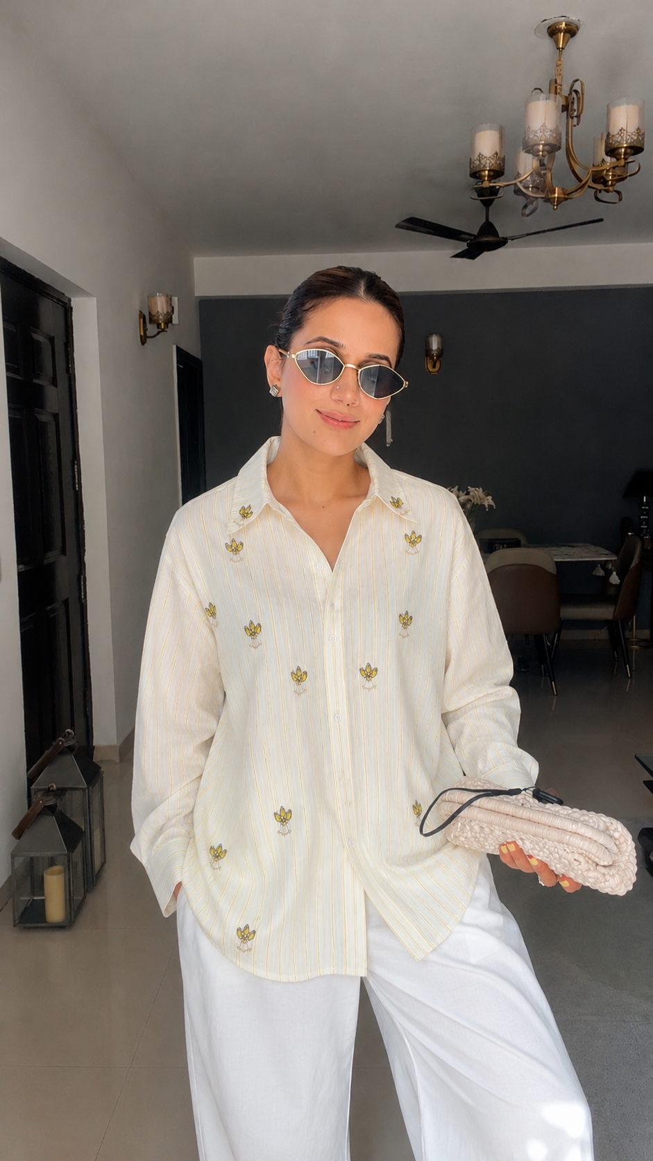 Stone Embellished Poplin Shirt