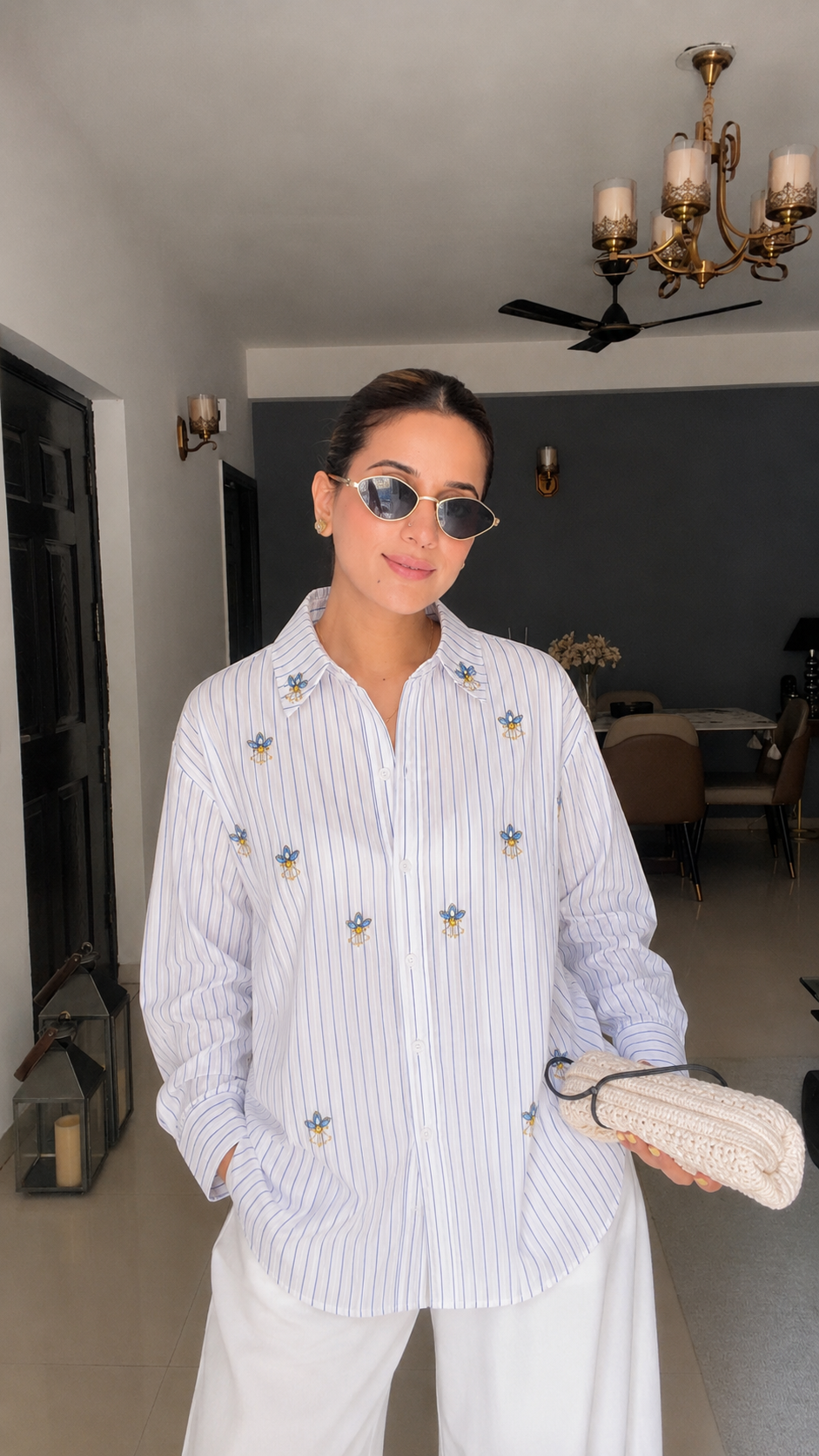 Stone Embellished Poplin Shirt