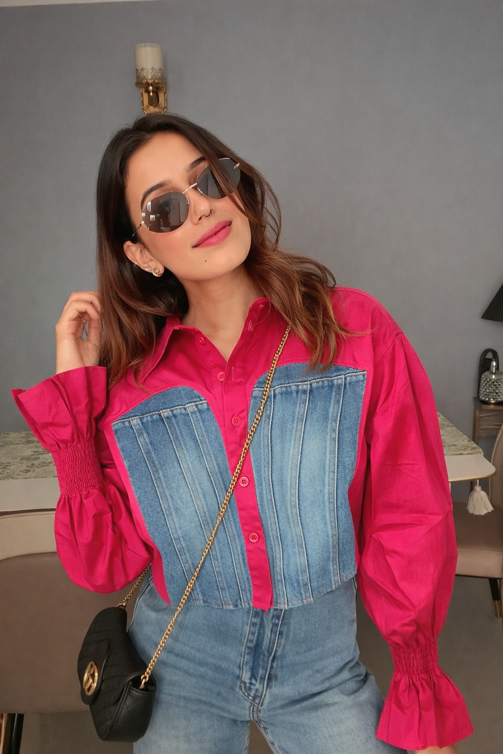 Crop Denim Corset Inspo Poplin Shirt