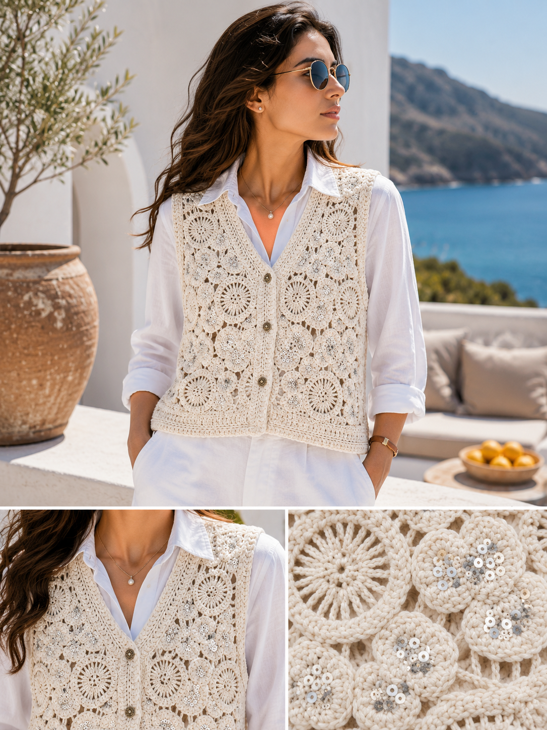 Crocia Vest with Hand Embroidery