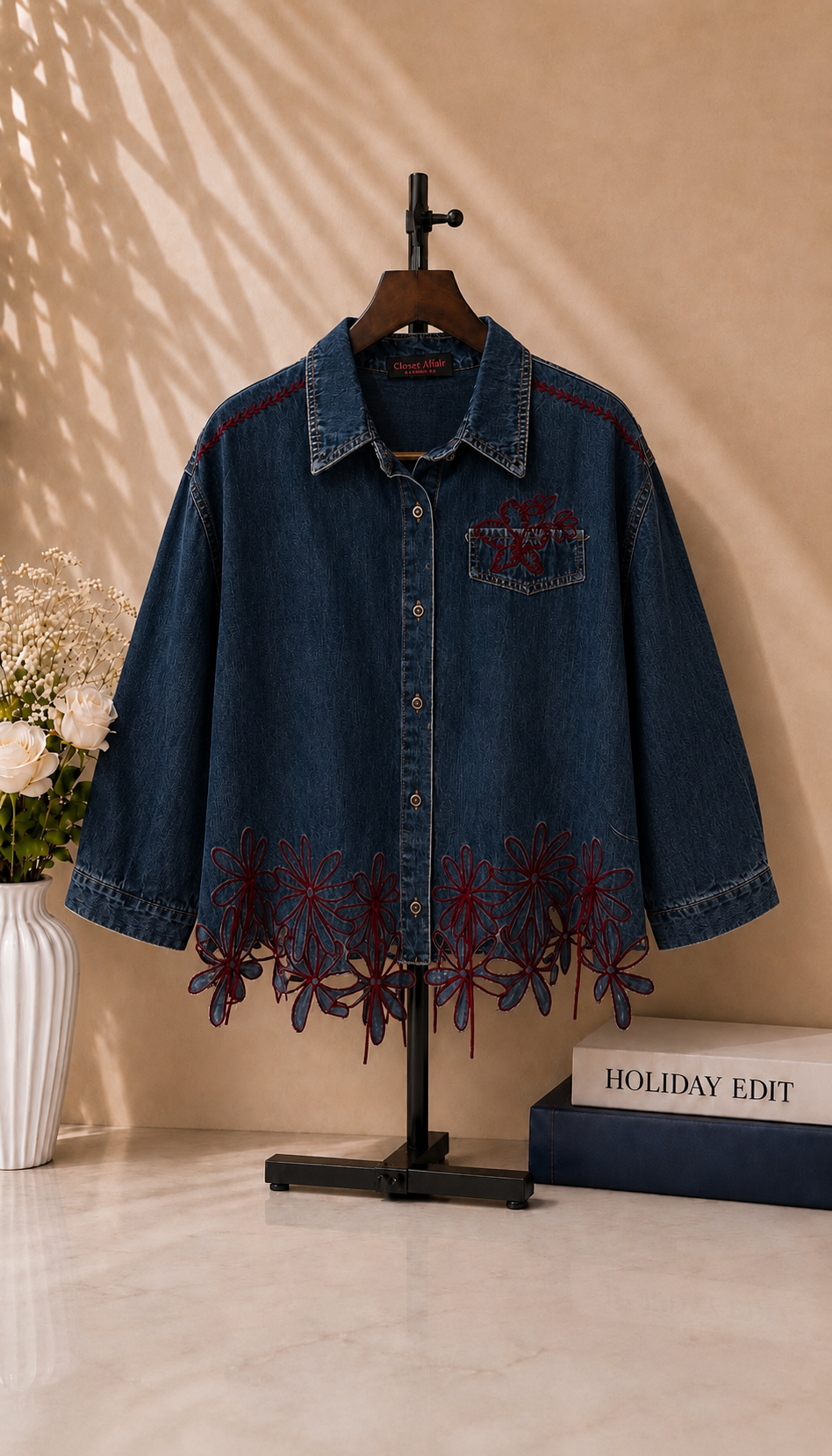 Flora Embroidered Denim Shirt