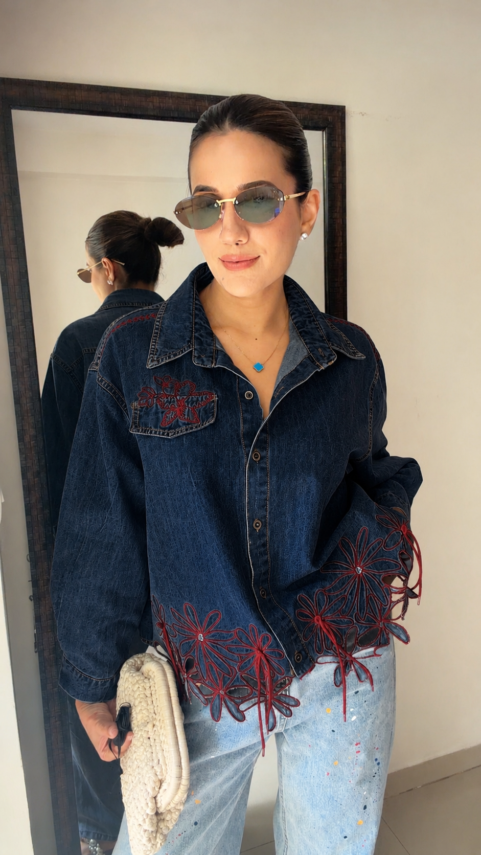 Flora Embroidered Denim Shirt