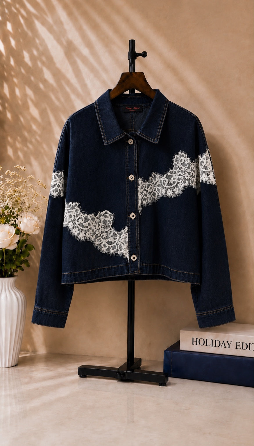 Lace Detail Denim Shacket