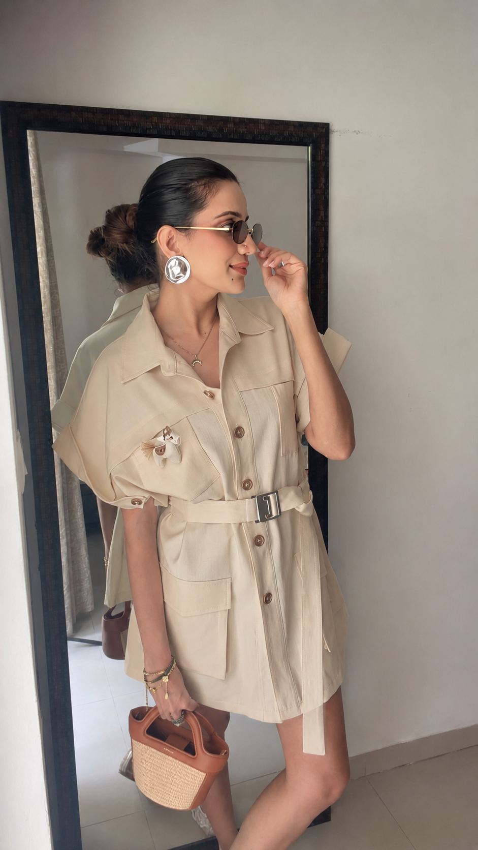 Ivory Utility Belted Dress
