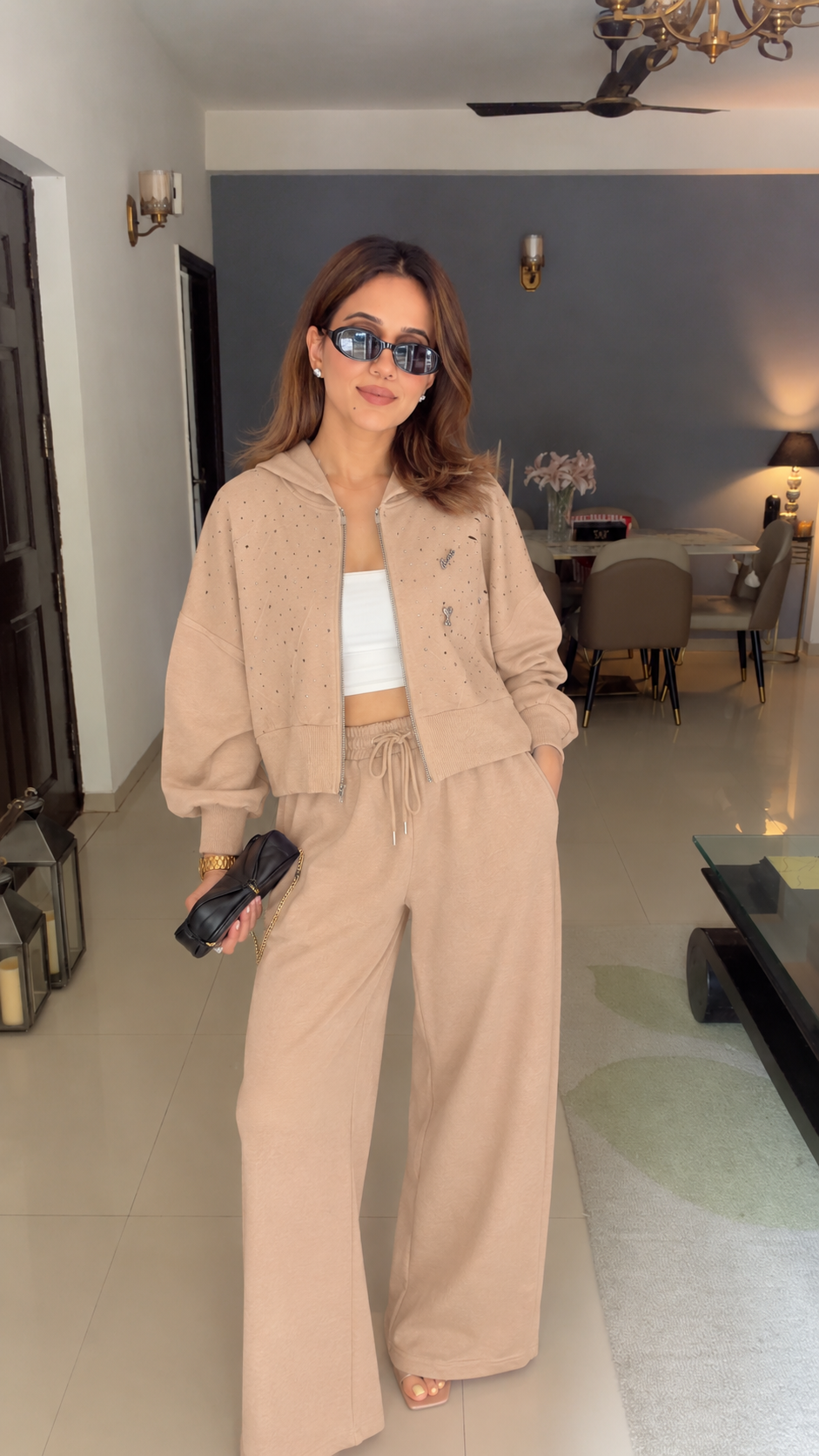 Ribbed Studded Lounge Set