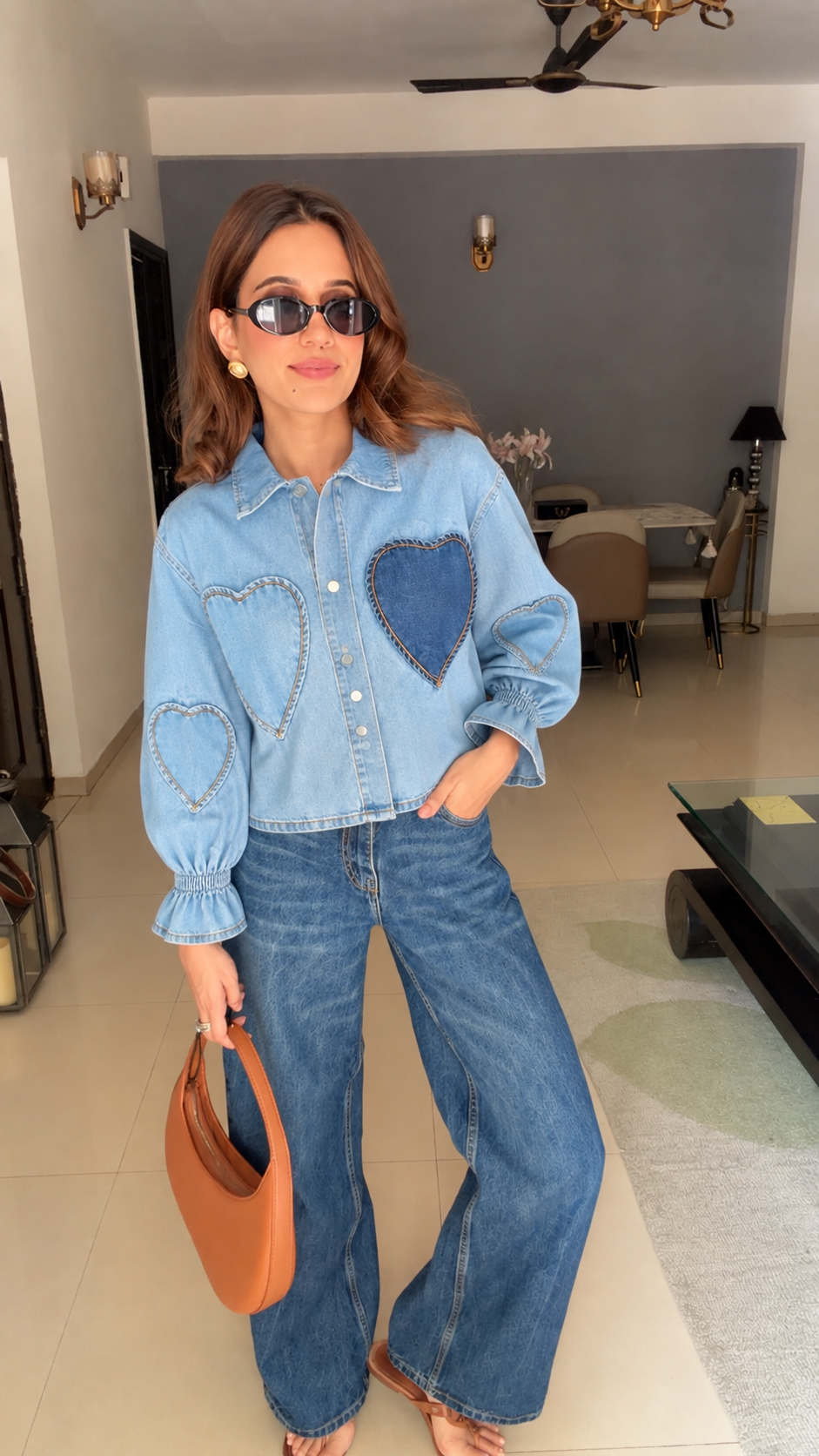 Heart Patch Denim Shirt