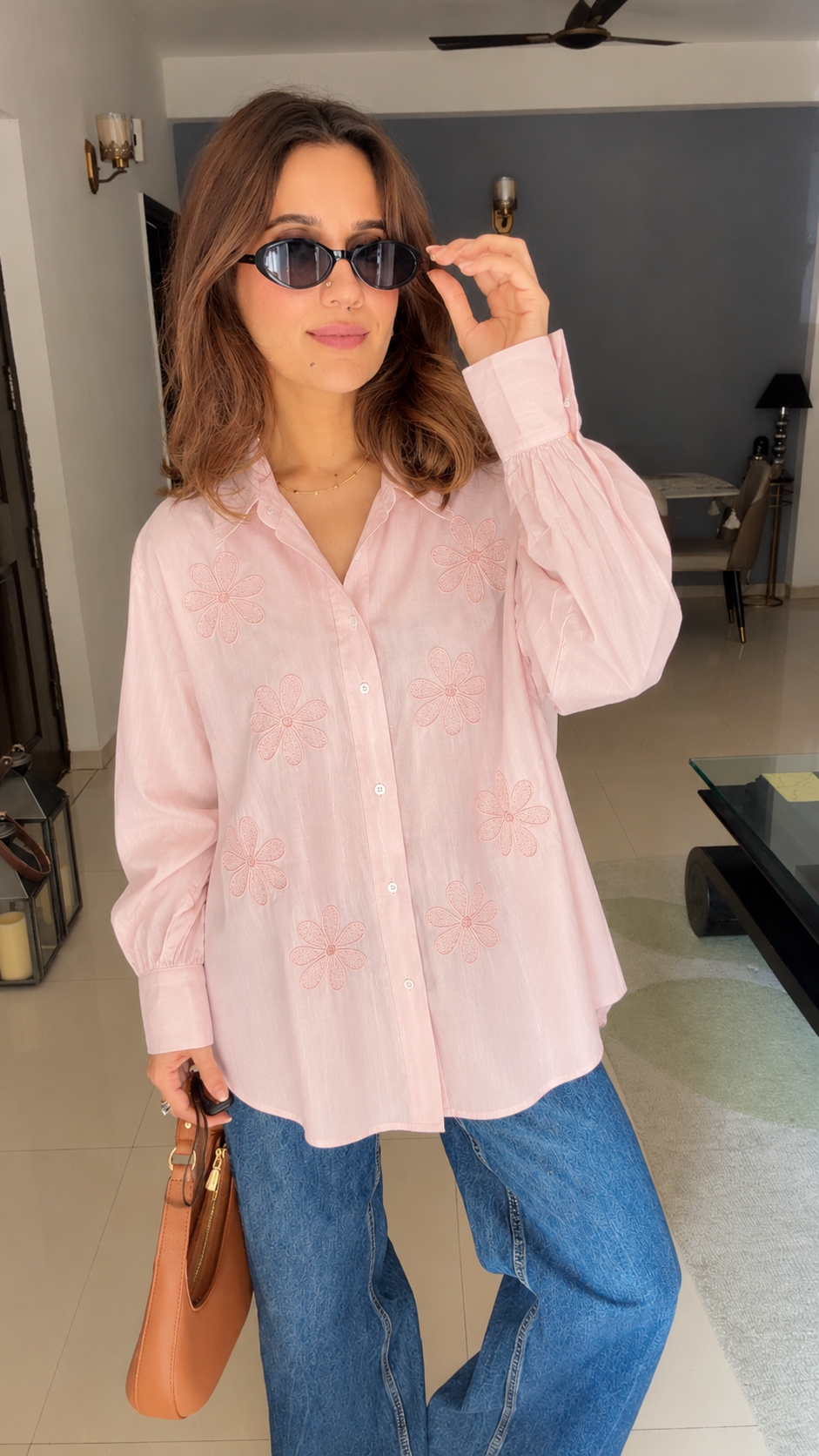 Linen Bud Embroidered Shirt