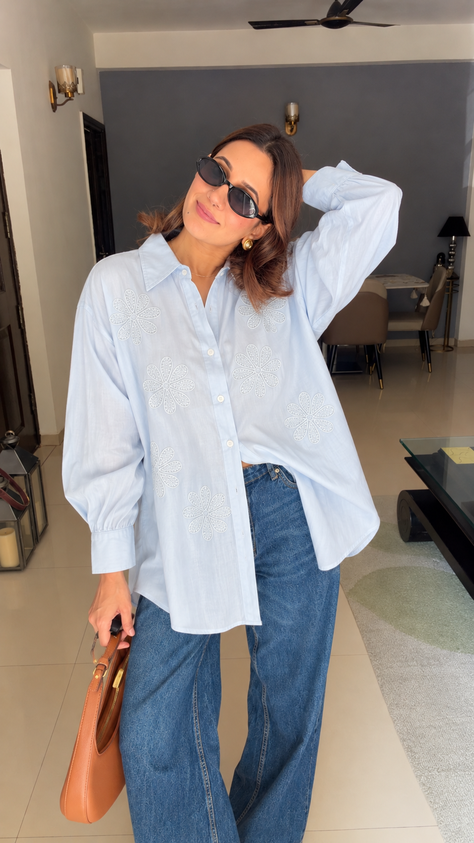 Linen Bud Embroidered Shirt