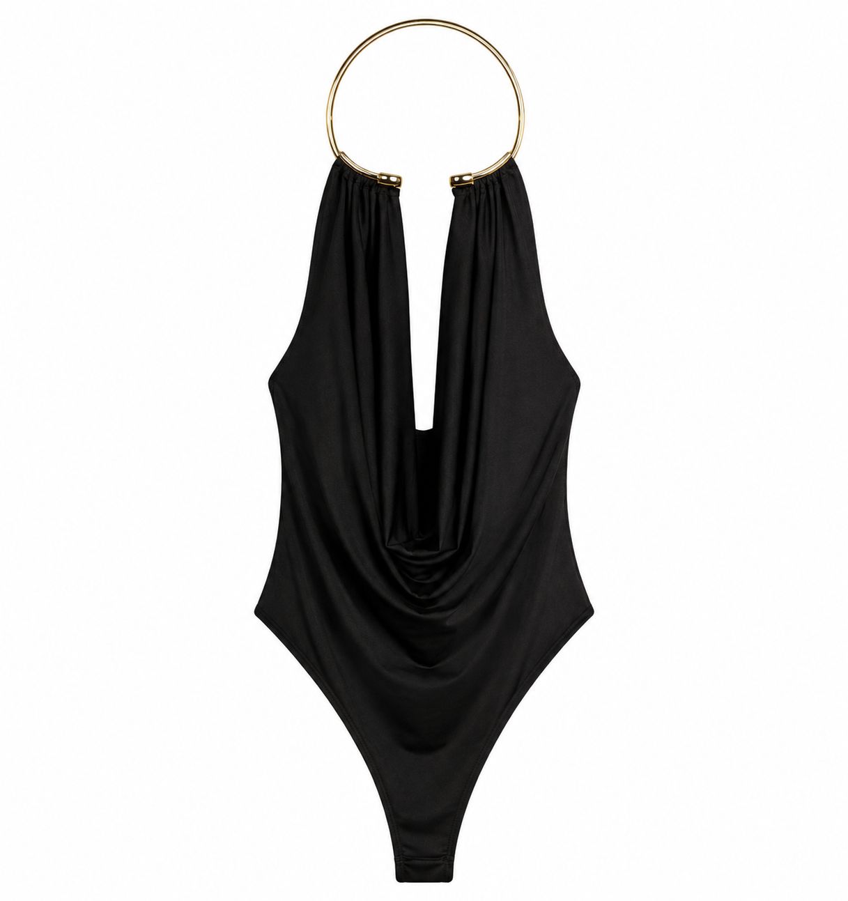 Luxe Halter Drape Bodysuit Top