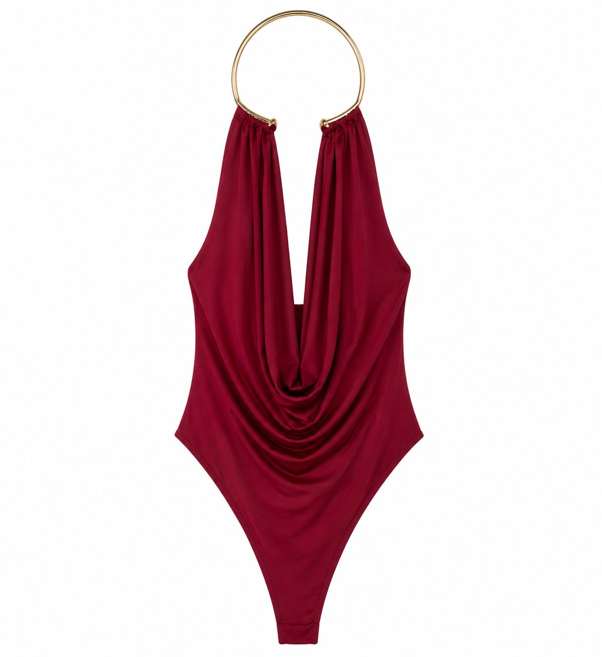 Luxe Halter Drape Bodysuit Top
