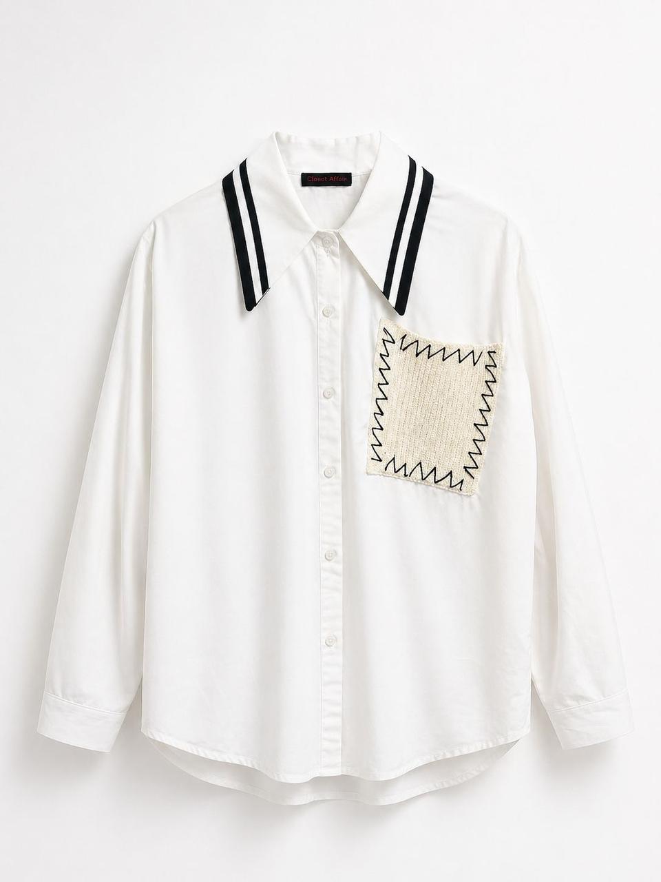 Contrast Stitch Patch Pocket Poplin Shirt