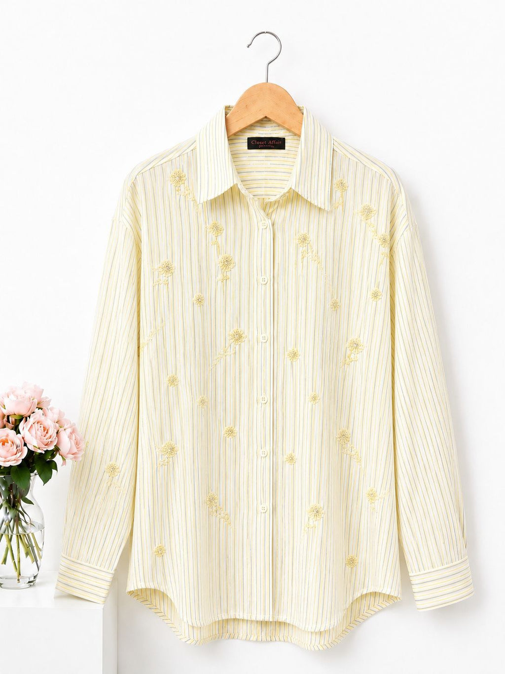 Embroidered Striped Linen Shirt
