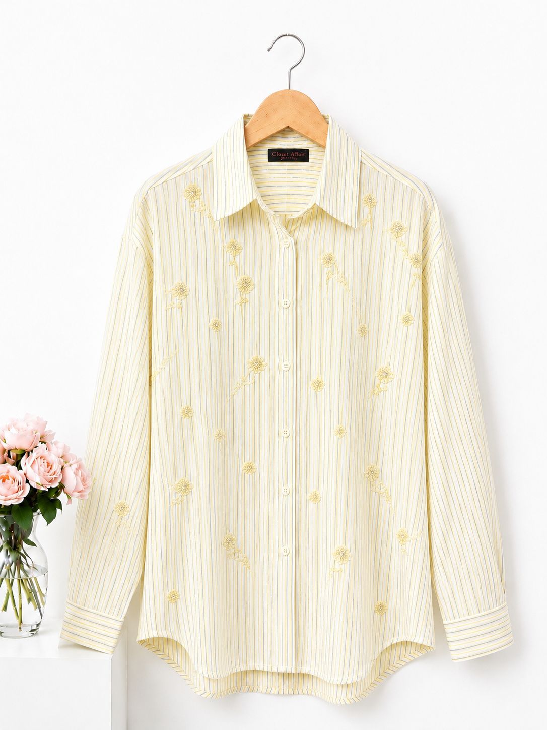 Embroidered Striped Linen Shirt