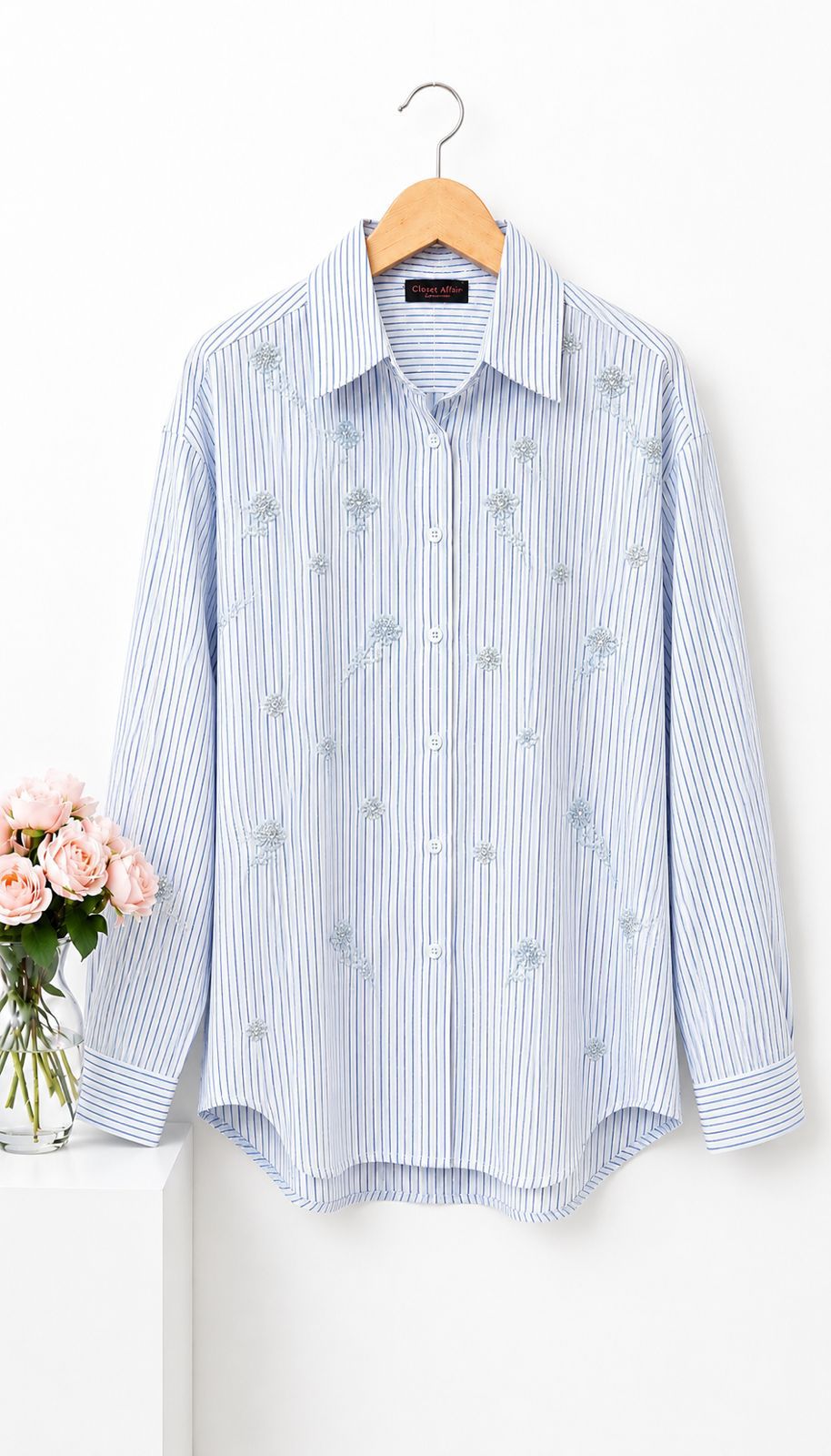 Embroidered Striped Linen Shirt