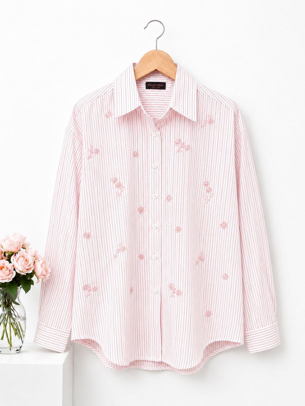 Embroidered Striped Linen Shirt