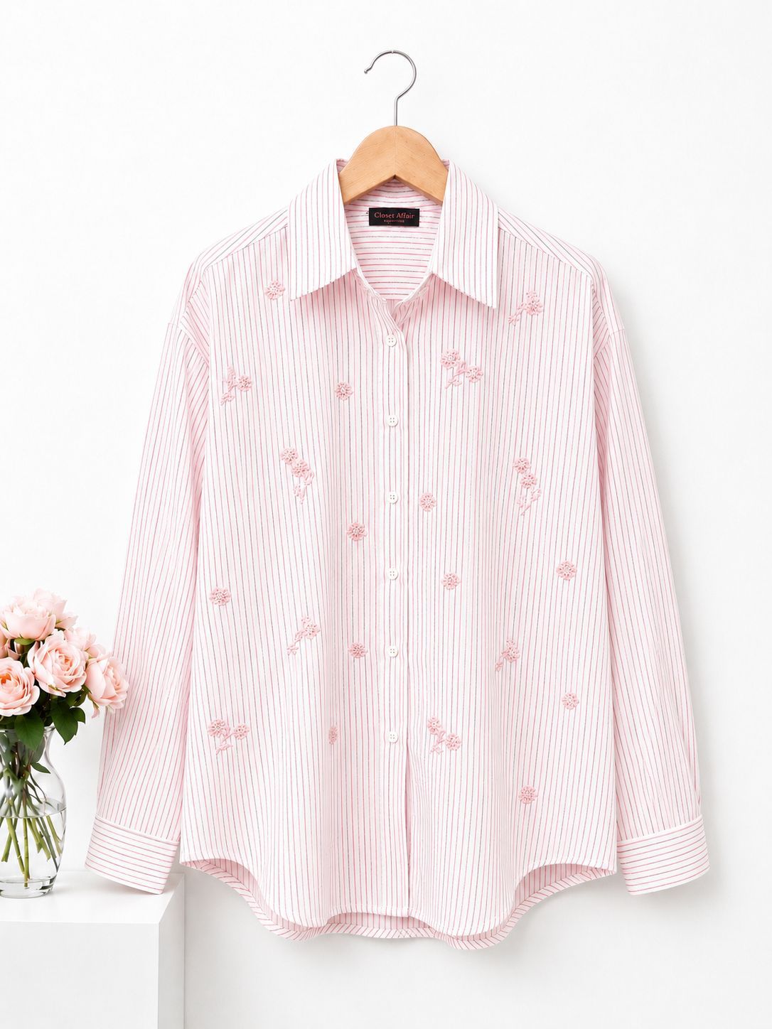 Embroidered Striped Linen Shirt