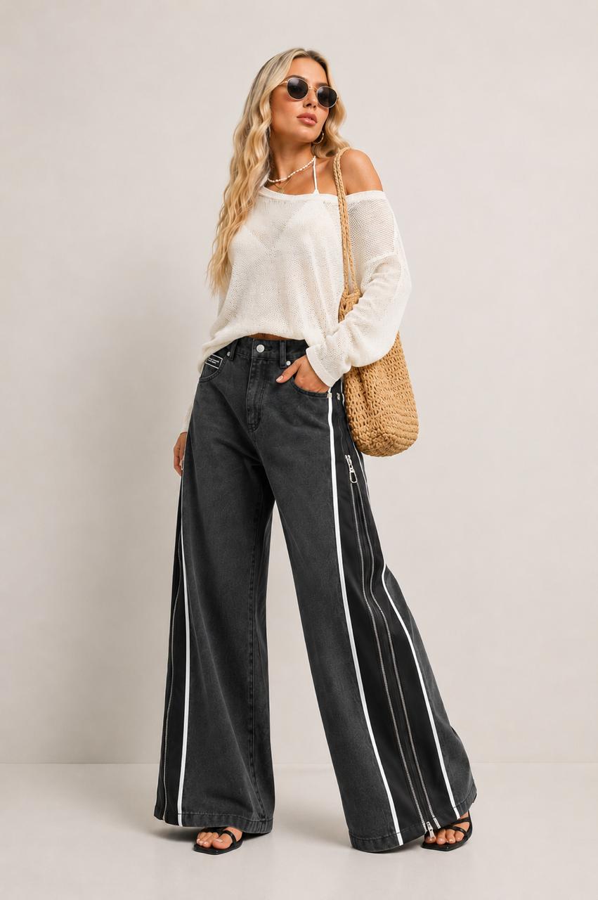 Racer Zip Panel Jeans