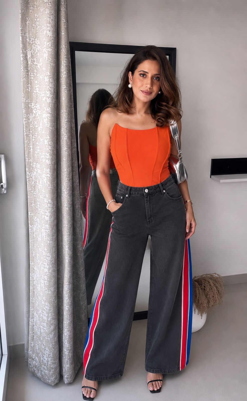 Colorblock Side Panel Jeans