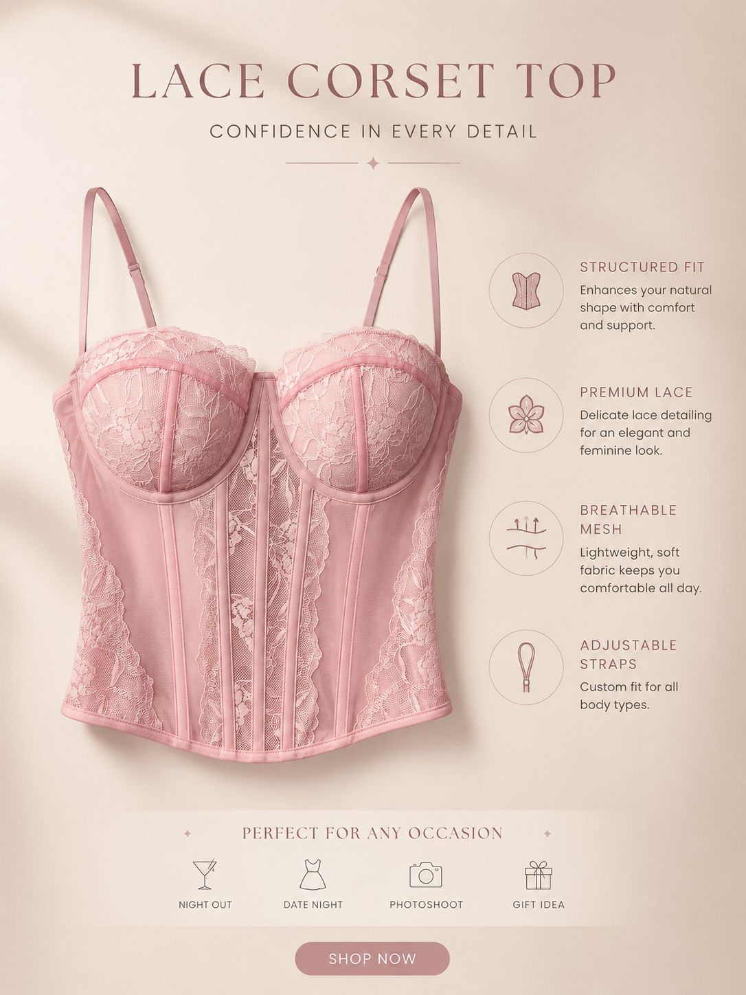 Blush Lace Corset Top