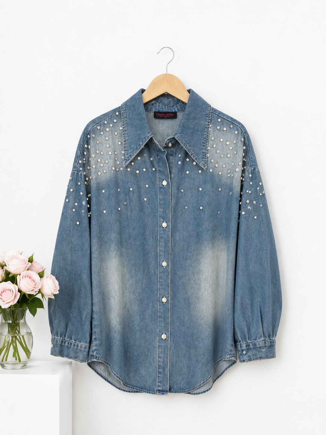 Studded Washed Denim Shirt