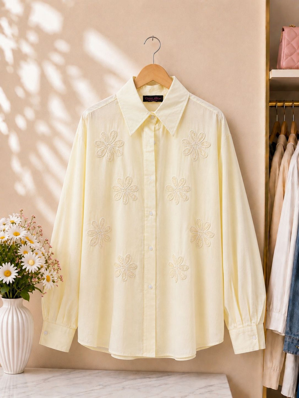 Linen Floral Embroidered Shirt