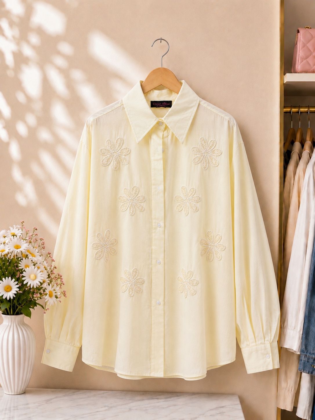Linen Floral Embroidered Shirt