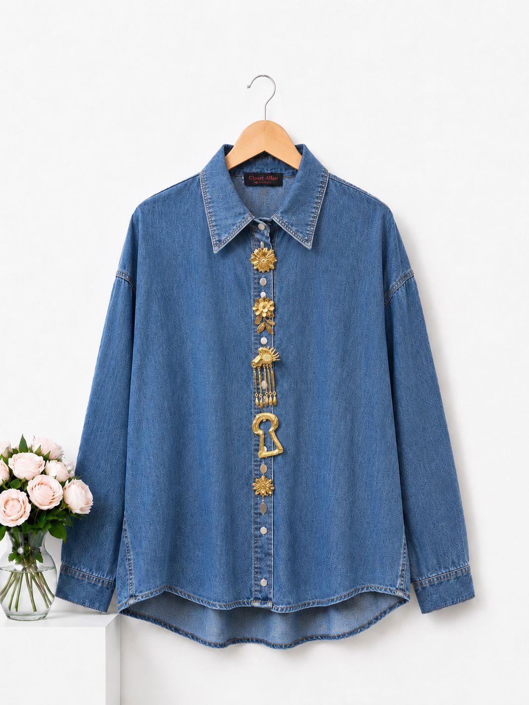 Charm Detail Denim Shirt