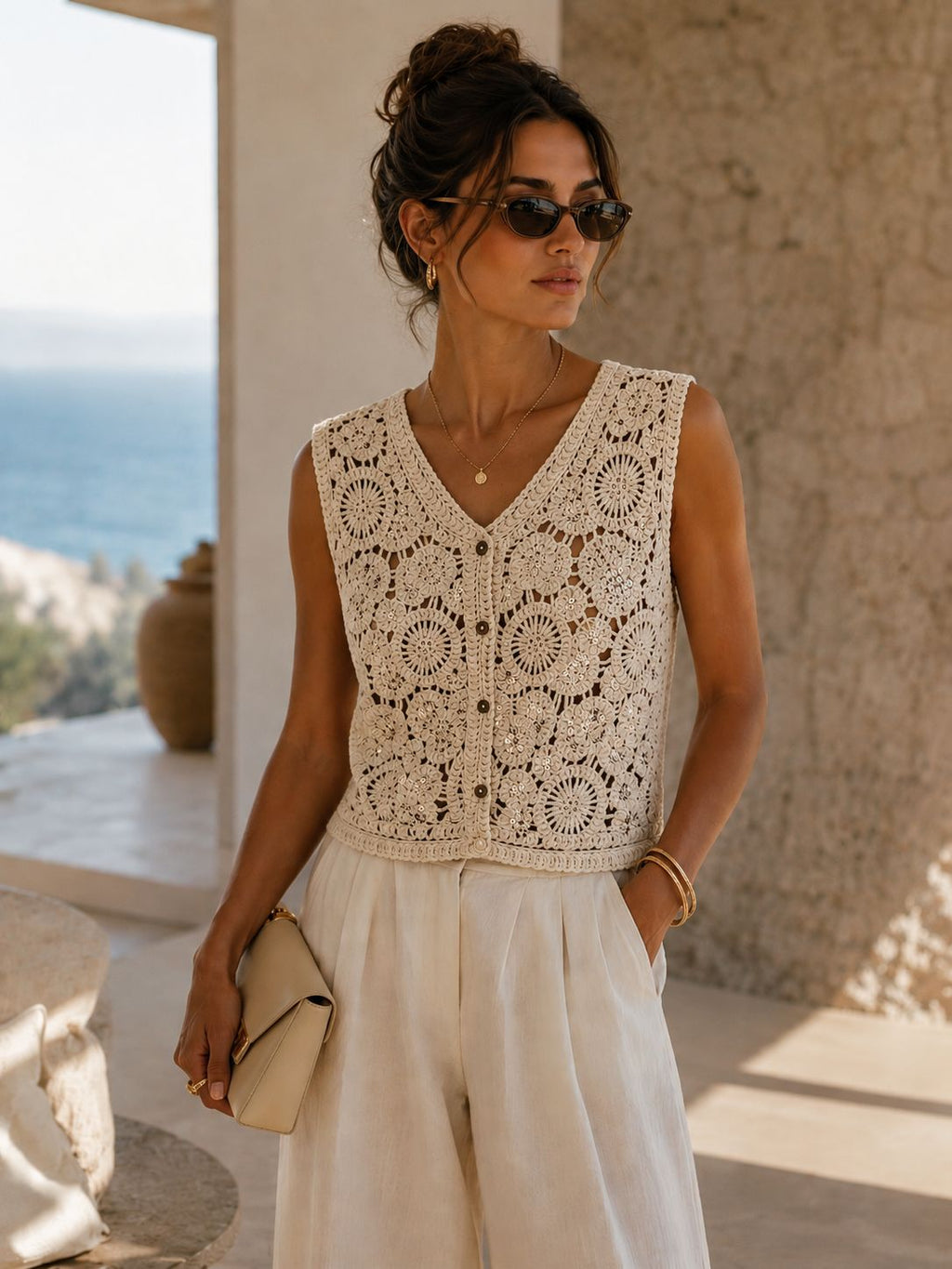 Crocia Vest with Hand Embroidery