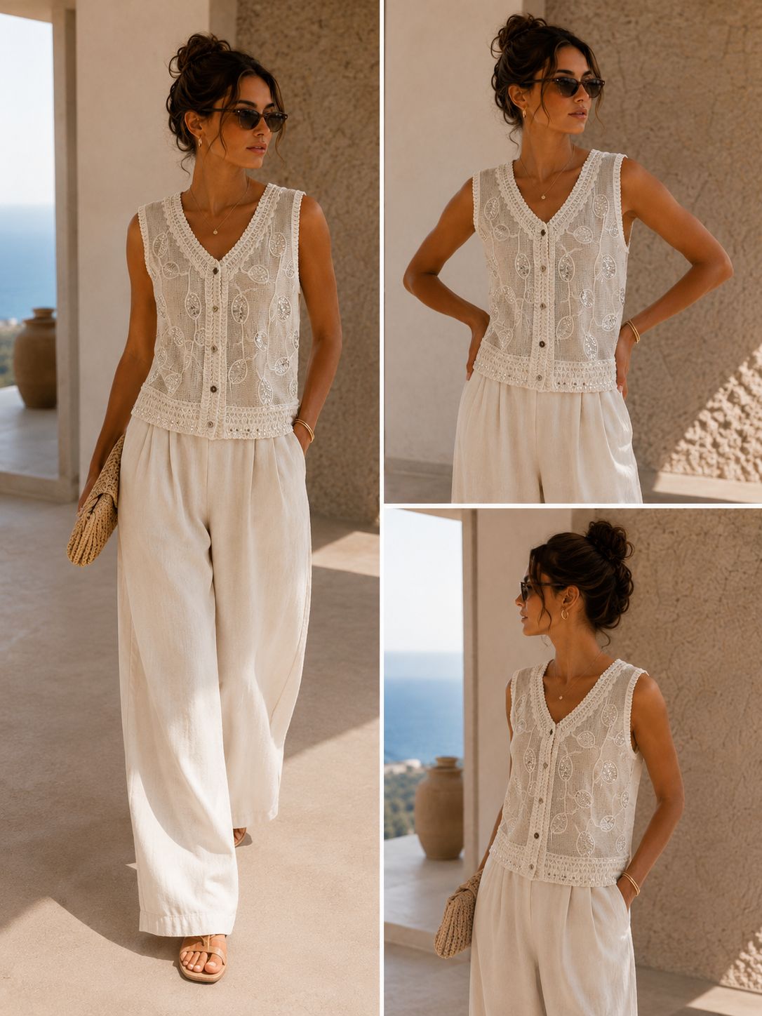 Handcrafted Crocia Embellished Vest