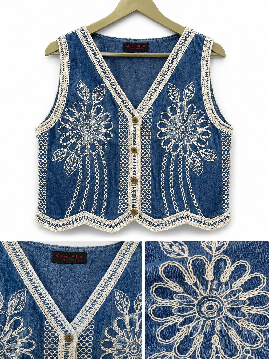 Summer Crocia Embellished Vest