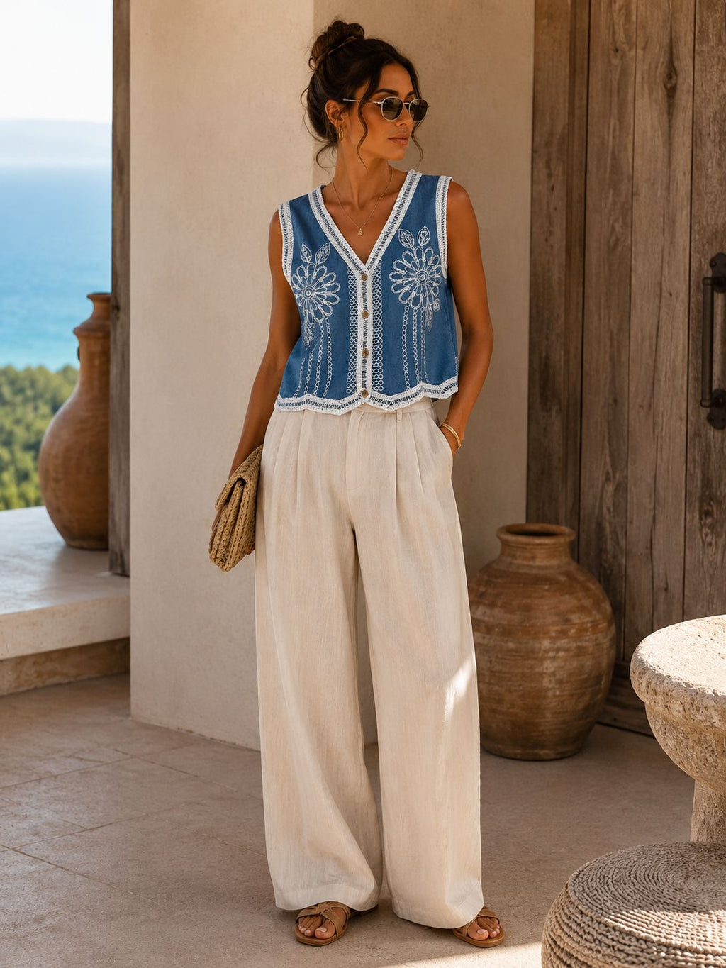 Summer Crocia Embellished Vest