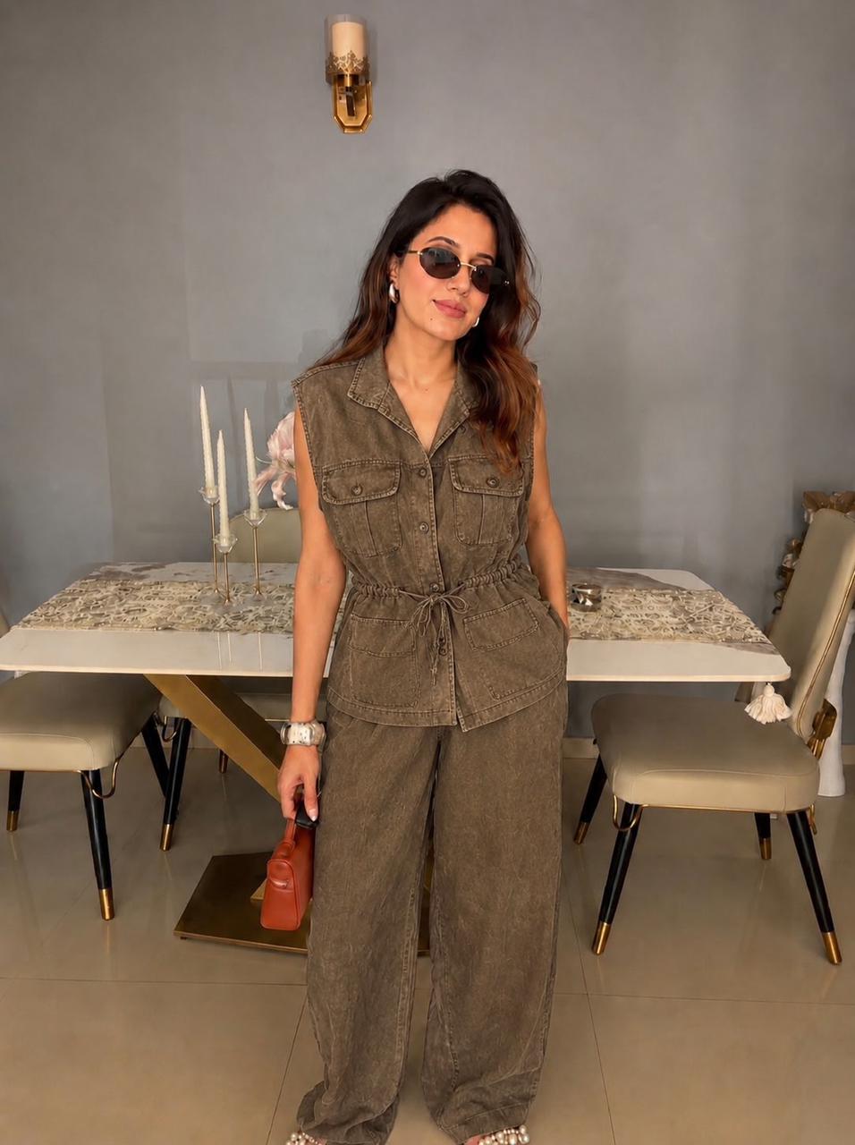 Sleeveless Utility Denim Co-Ord Set