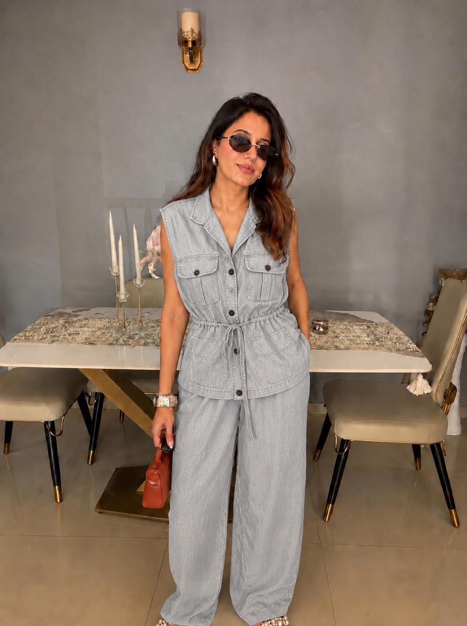 Sleeveless Utility Denim Co-Ord Set