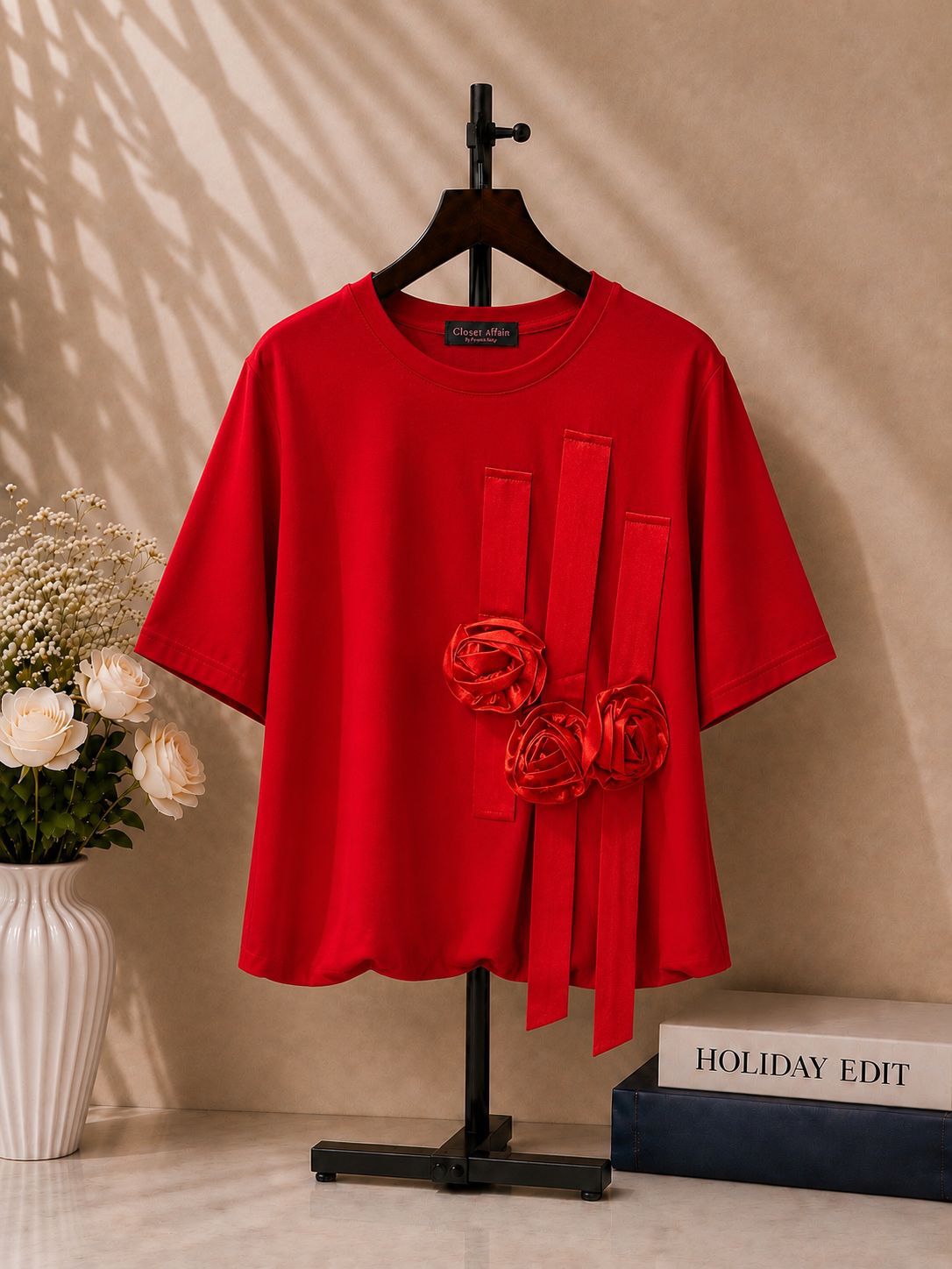 Rose Cutwork Hem Top