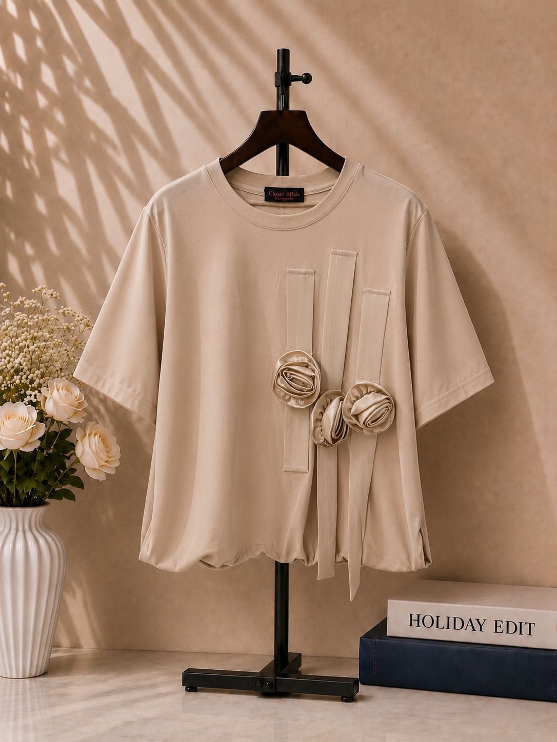 Rose Cutwork Hem Top