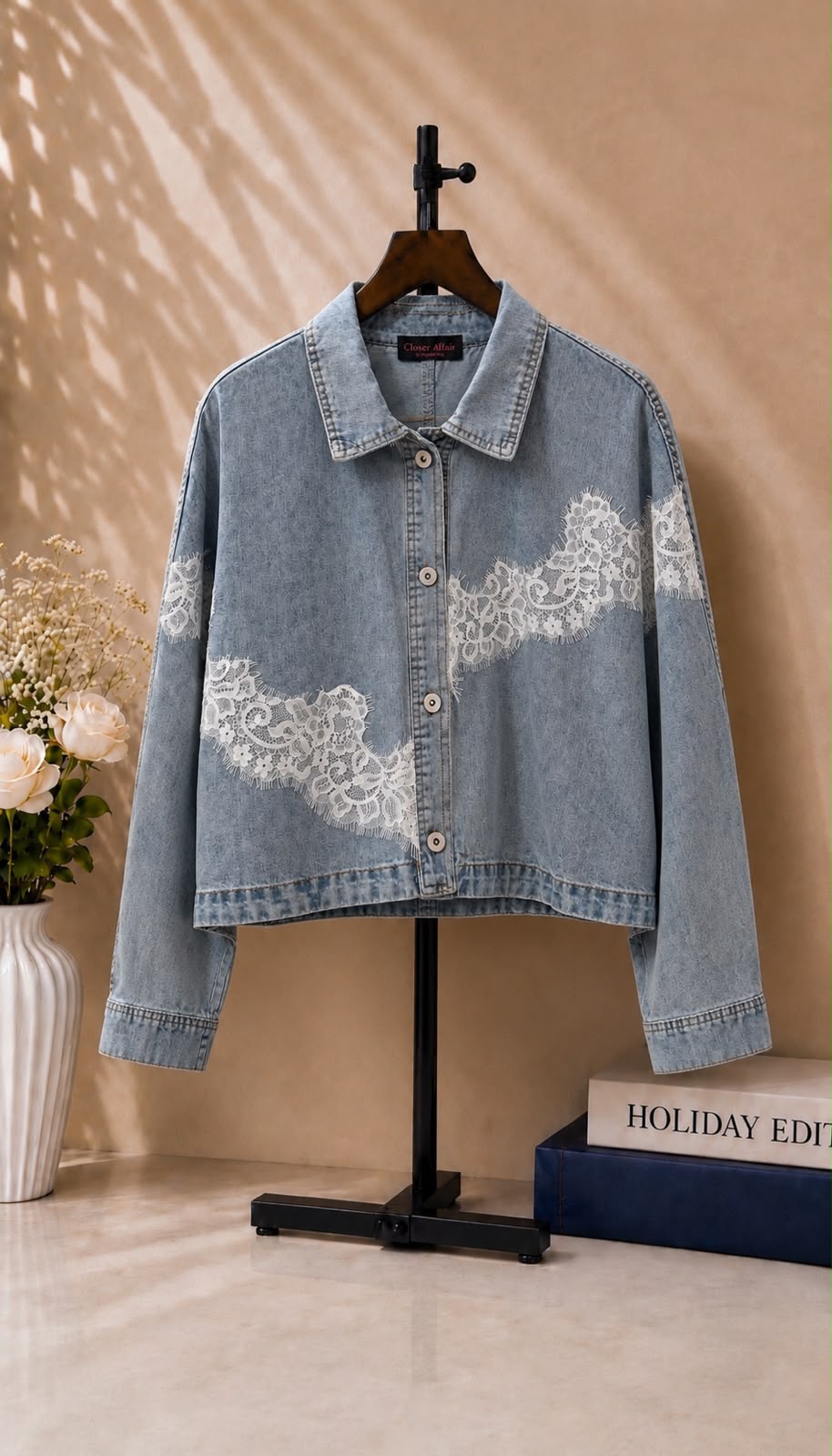 Lace Detail Denim Jacket