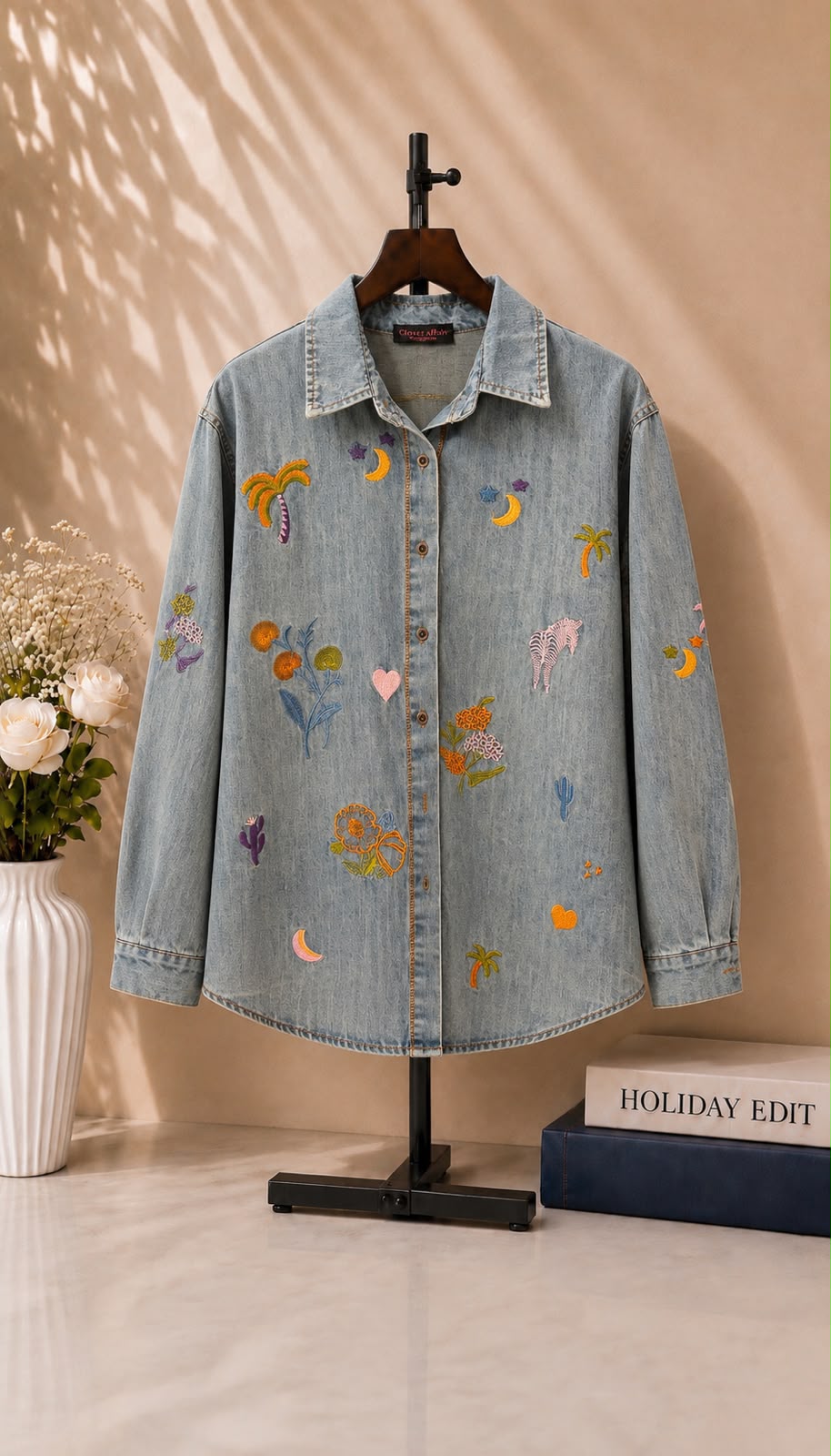 Starlit Embroidered Denim Shirt