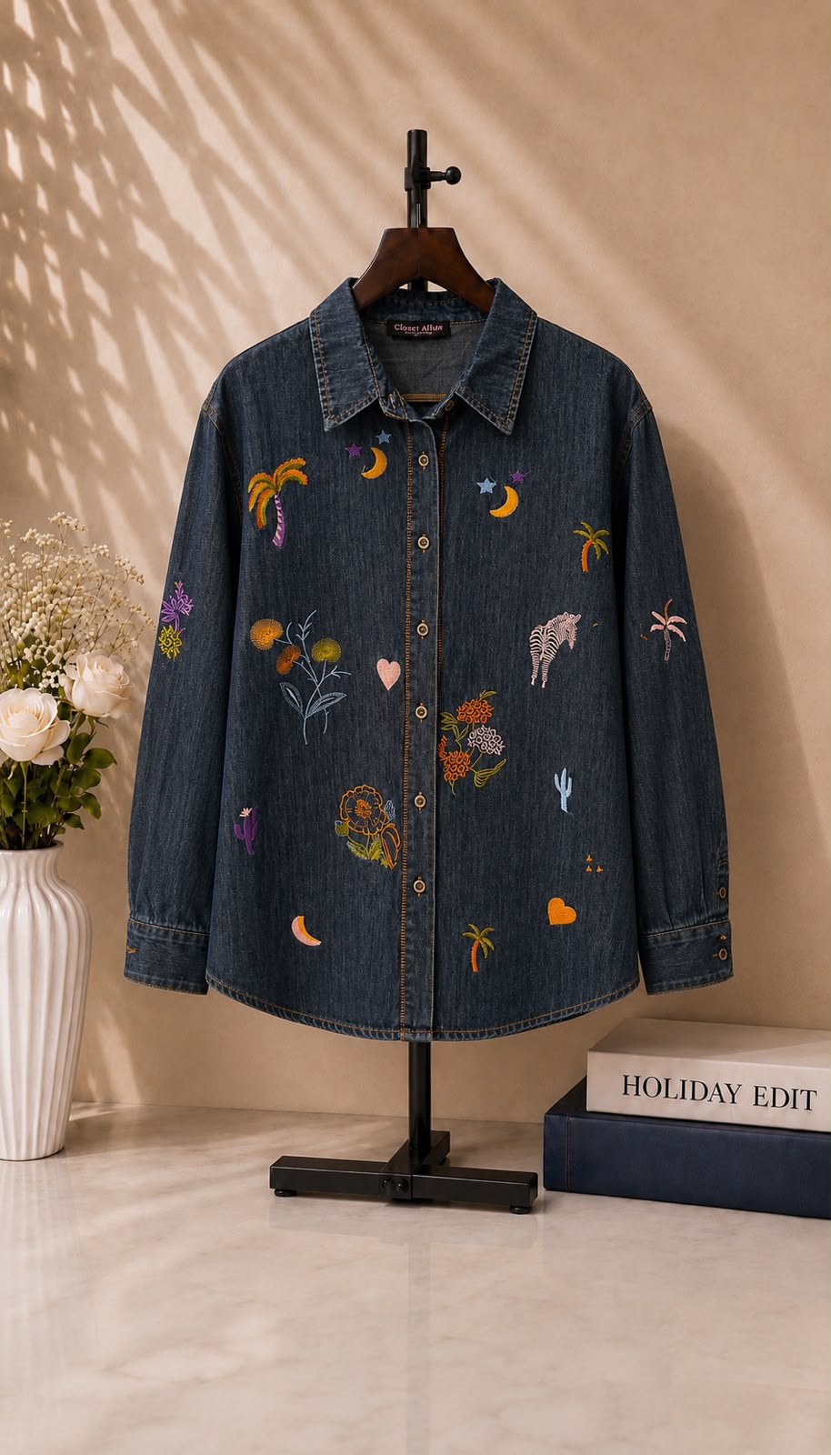 Starlit Embroidered Denim Shirt