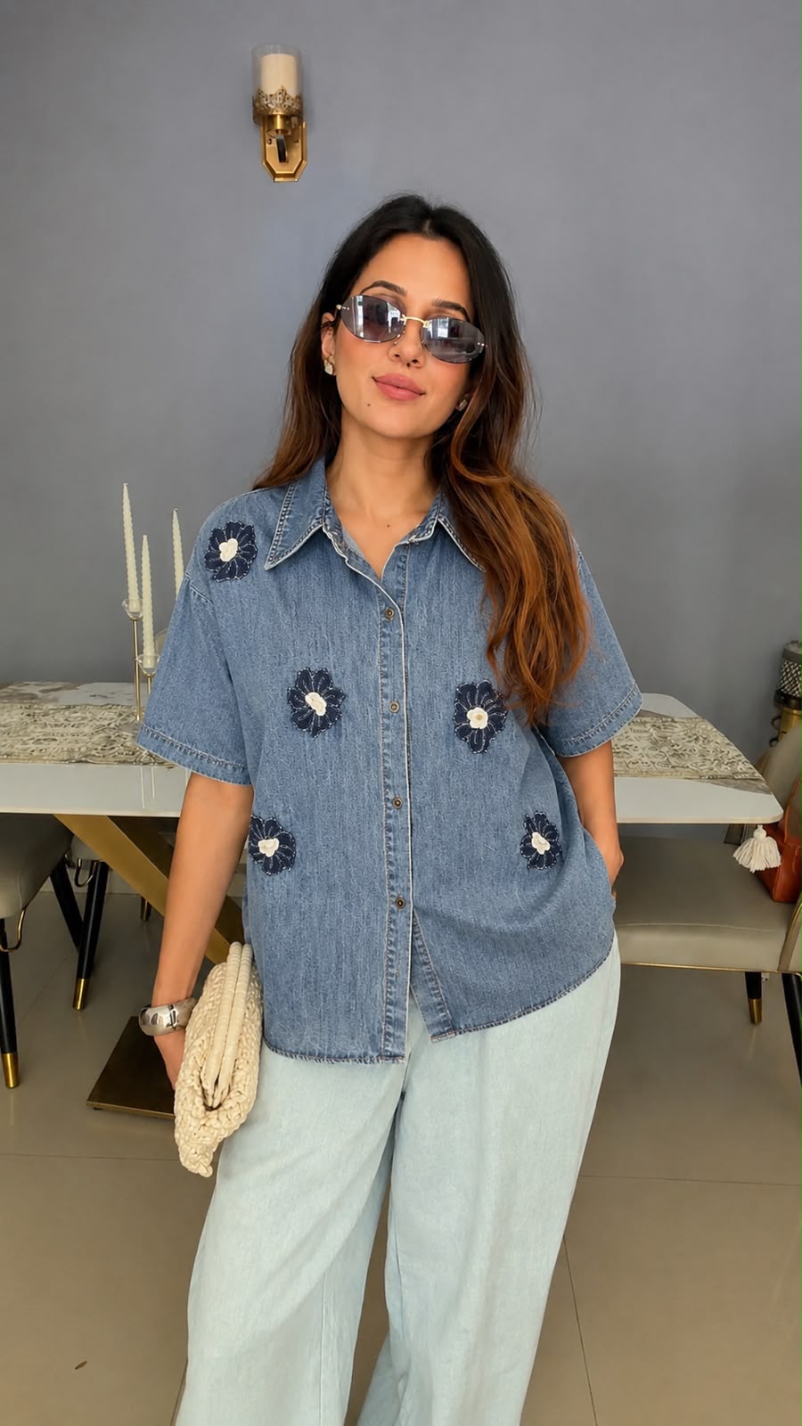 Bloom Embroidered Denim Shirt