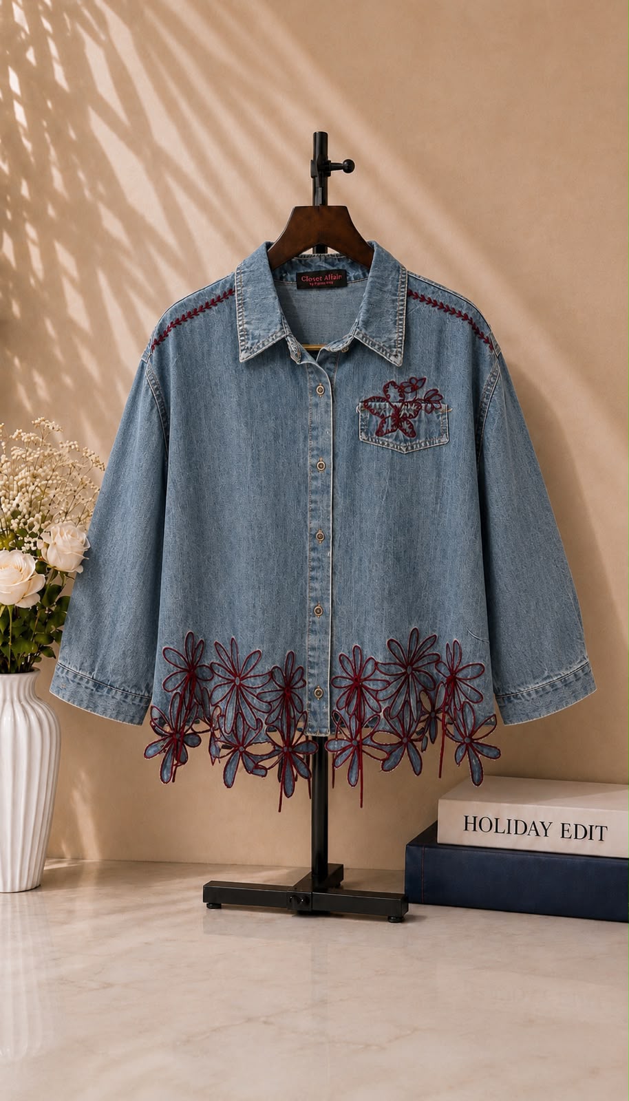 Flora Embroidered Denim Shirt