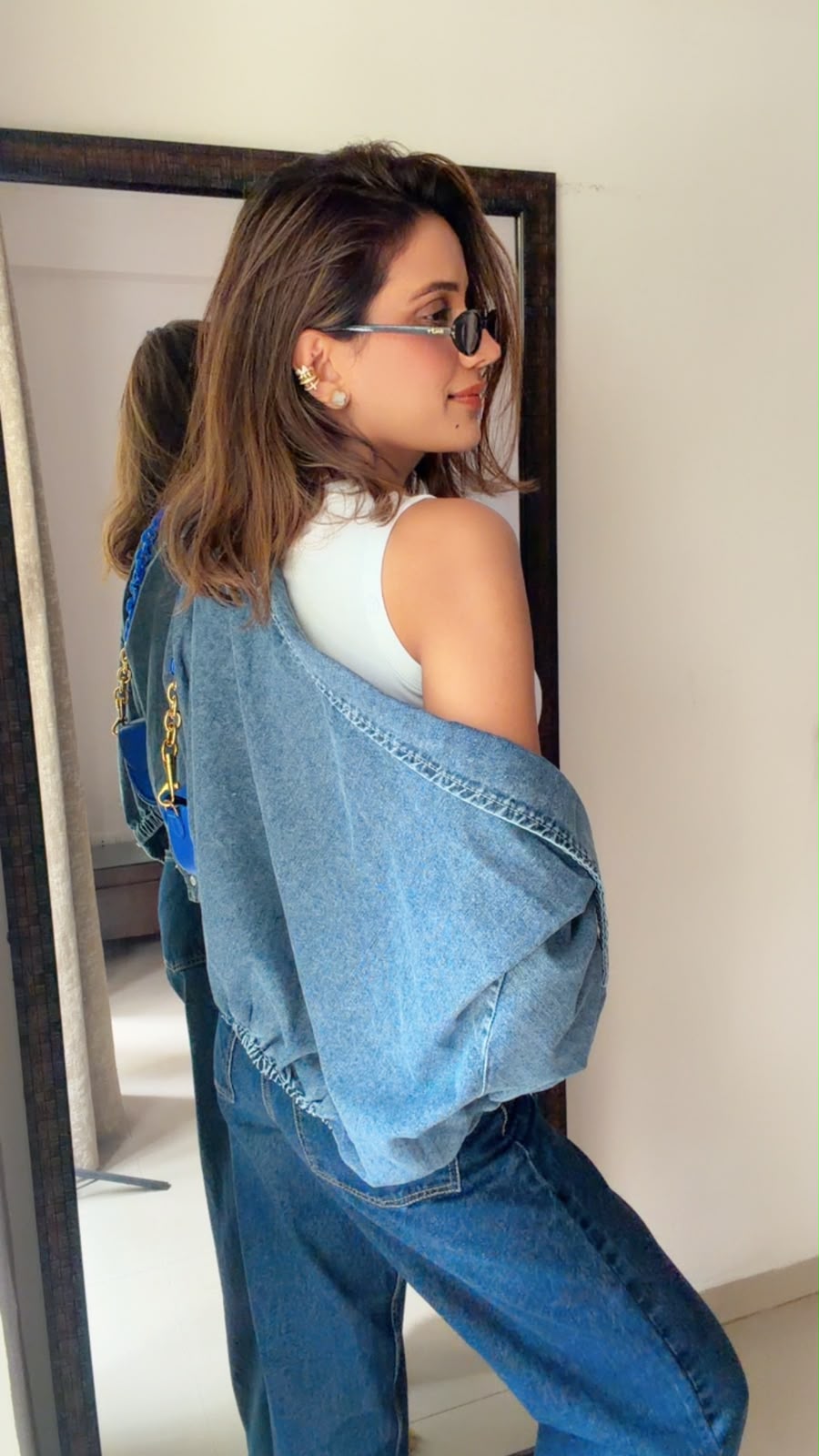 2-Piece Denim Shirt & Sleeveless Inner Set