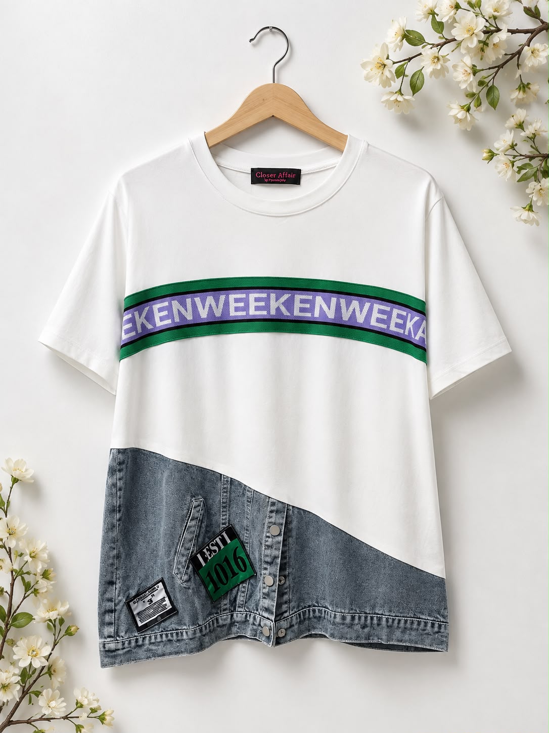 Denim Panel Oversized Graphic Tee